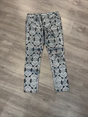 INC grey and silver Damask Print Skinny Jean Size 10 e24